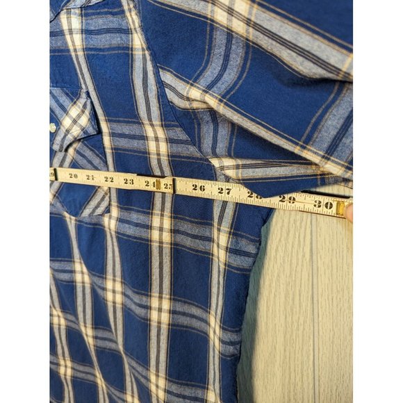 Ely Cattleman Blue White Plaid Pearl Snap shirt Tall Man 2XLT Long Sleeve - Picture 4 of 6